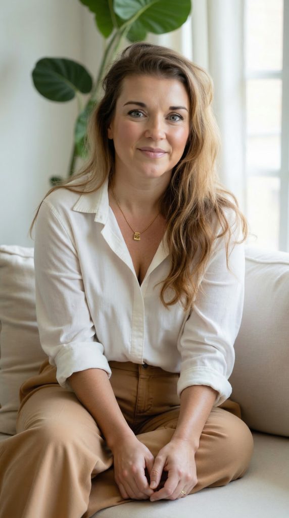 Lauren Apple playing fiddle on couch - CEO parent who refuses to choose