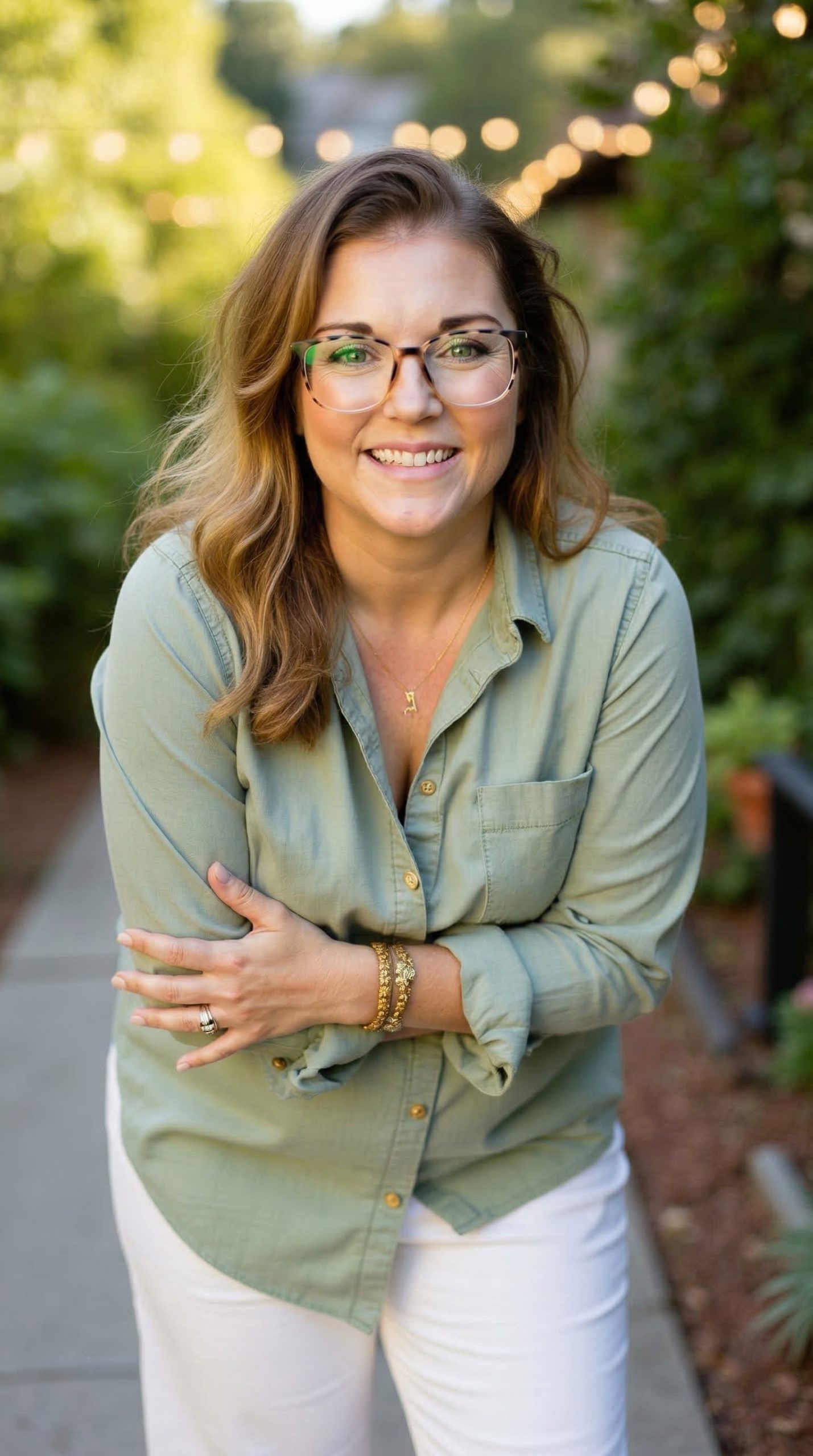 Lauren Apple relaxing in garden - work life balance for CEO parents