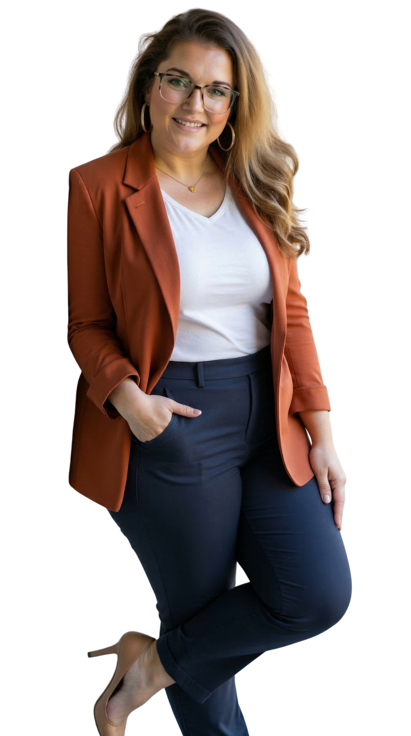 Lauren Apple CEO parent coach in orange blazer - business scaling strategist