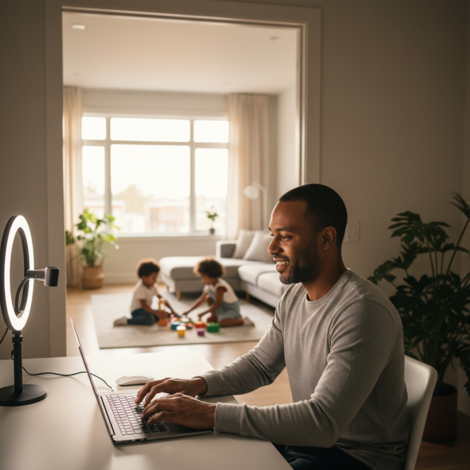 wokring from home ring light